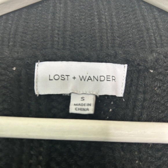 Lost + Wander Black Cable Knit Sweater Dress S - Picture 8 of 8